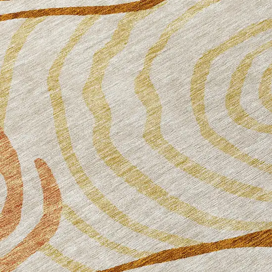 Terra Cotta Copper And Gold Abstract Washable Indoor Outdoor Area Rug Photo 4