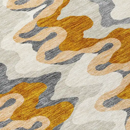 Terra Cotta Copper And Gray Abstract Washable Indoor Outdoor Area Rug Photo 4