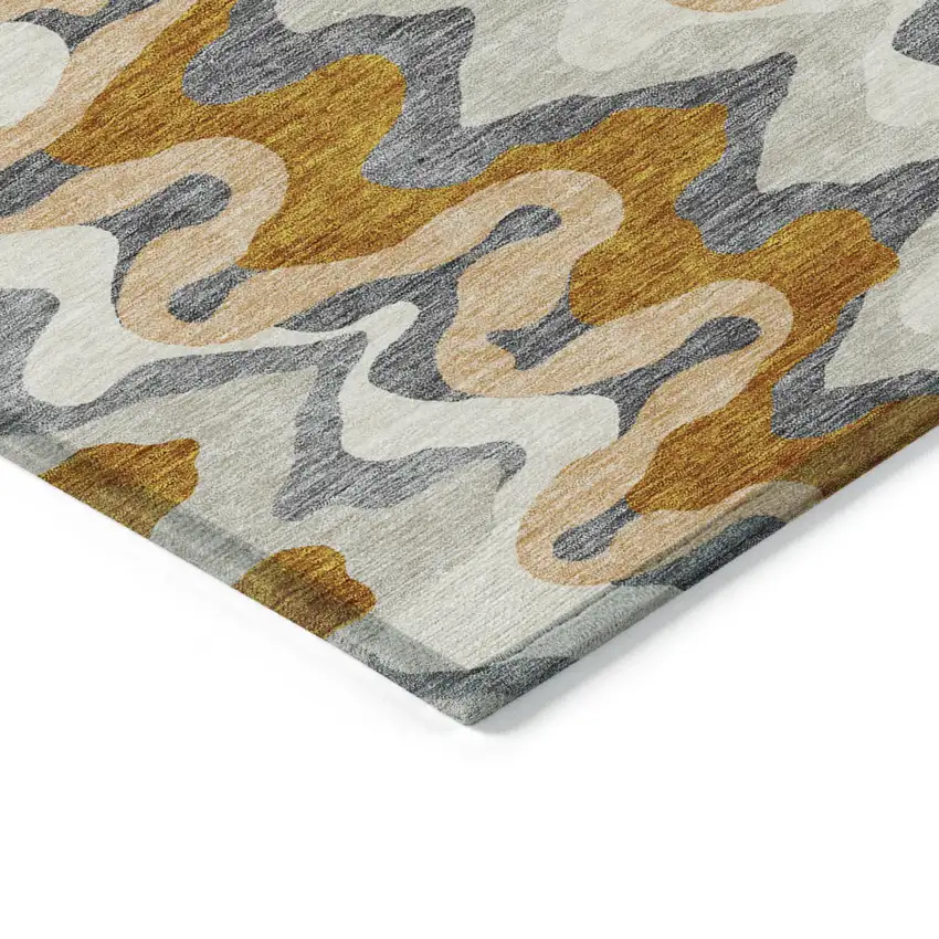 Terra Cotta Copper And Gray Abstract Washable Indoor Outdoor Area Rug Photo 3