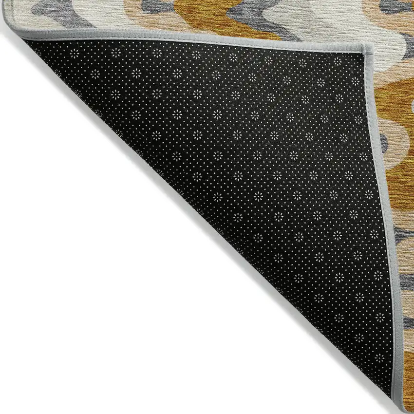 Terra Cotta Copper And Gray Abstract Washable Indoor Outdoor Area Rug Photo 2