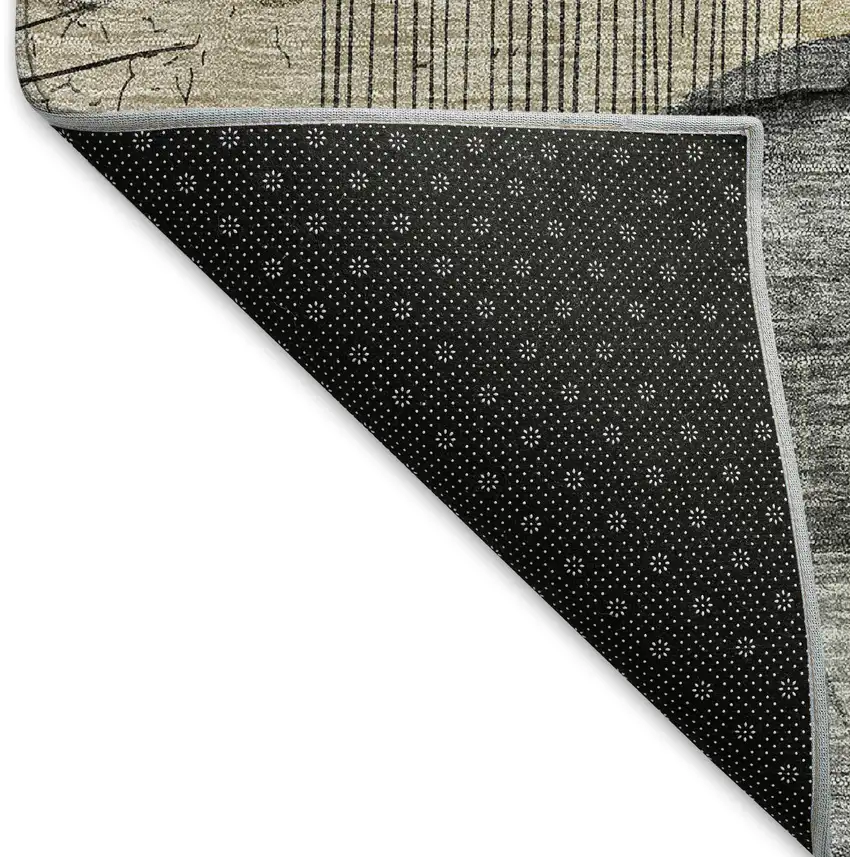 Terra Cotta Copper And Gray Floral Washable Area Rug With UV Protection Photo 4