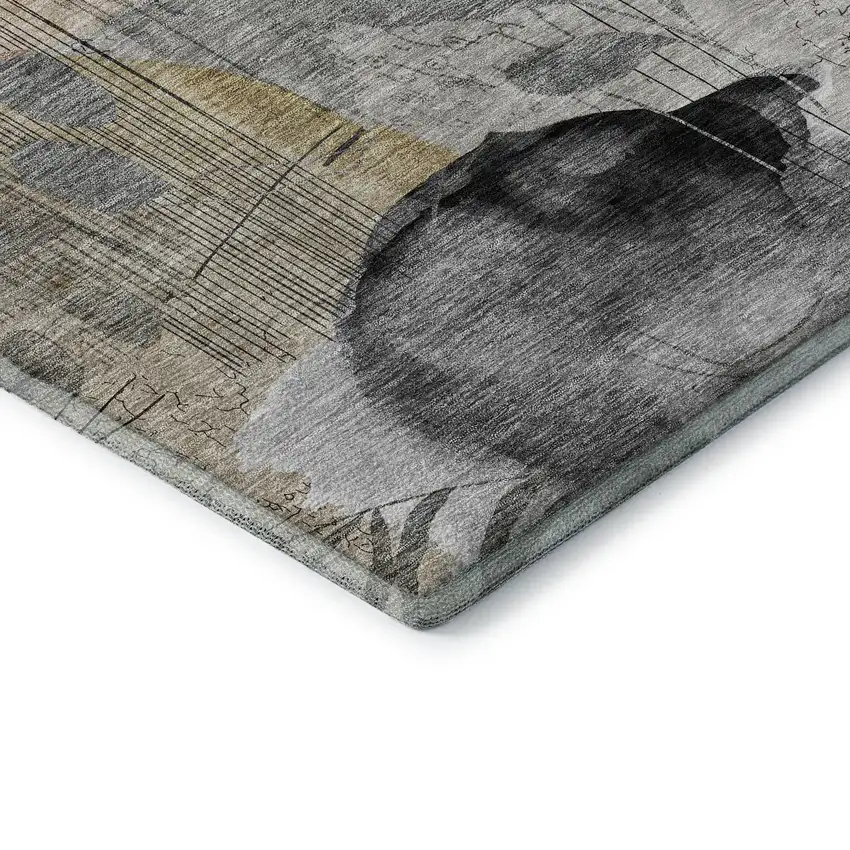 Terra Cotta Copper And Gray Floral Washable Area Rug With UV Protection Photo 5