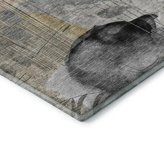 Terra Cotta Copper And Gray Floral Washable Area Rug With UV Protection Photo 5