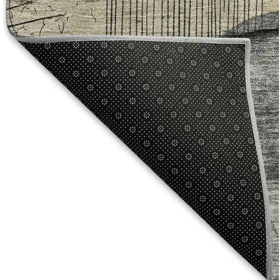 Terra Cotta Copper And Gray Floral Washable Area Rug With UV Protection Photo 4