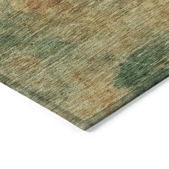 Terra Cotta Copper And Green Abstract Washable Indoor Outdoor Area Rug Photo 4