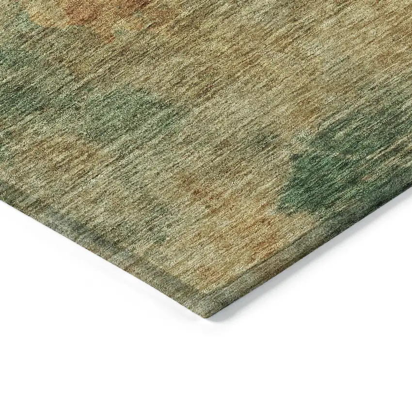 Terra Cotta Copper And Green Abstract Washable Indoor Outdoor Area Rug Photo 4