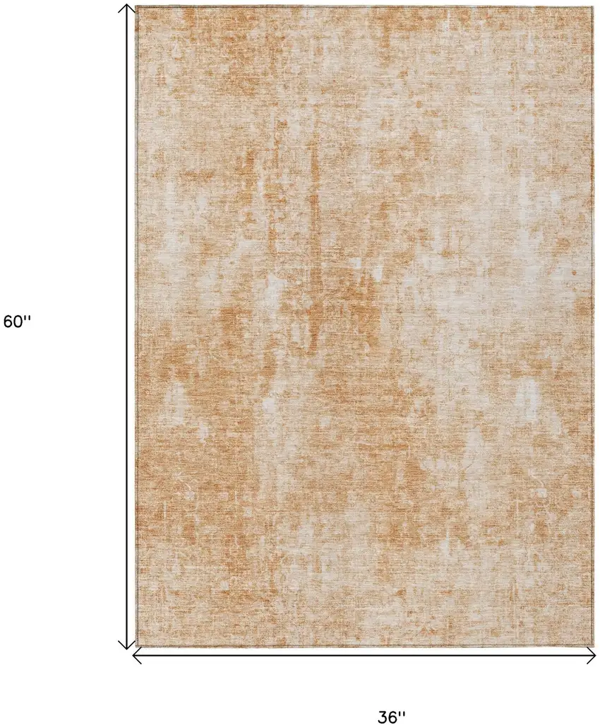 Terra Cotta Copper And Ivory Abstract Washable Indoor Outdoor Area Rug Photo 3