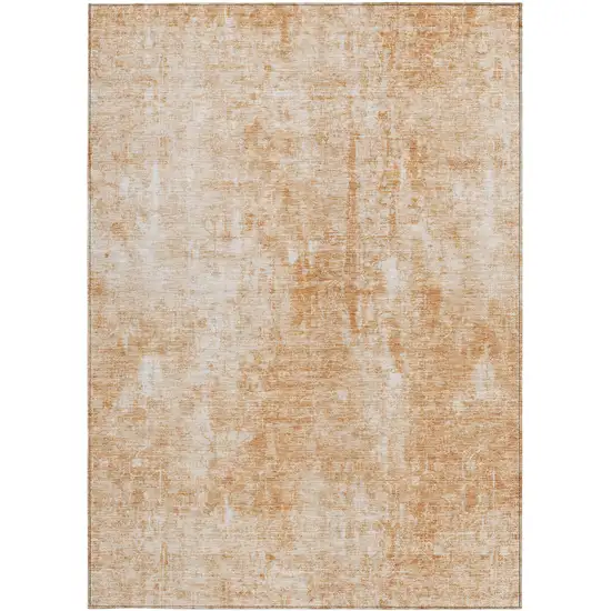 Terra Cotta Copper And Ivory Abstract Washable Indoor Outdoor Area Rug Photo 5