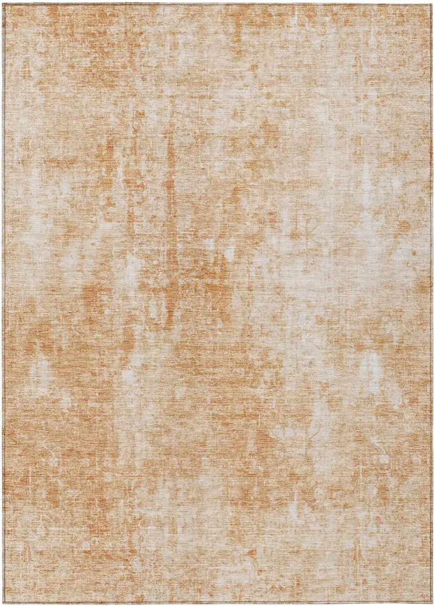Terra Cotta Copper And Ivory Abstract Washable Indoor Outdoor Area Rug Photo 2