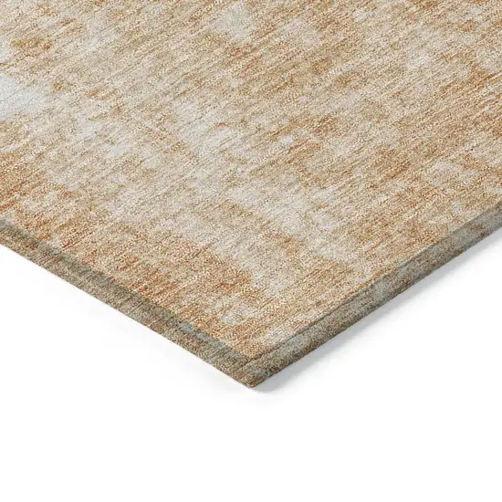 Terra Cotta Copper And Ivory Abstract Washable Indoor Outdoor Area Rug Photo 5