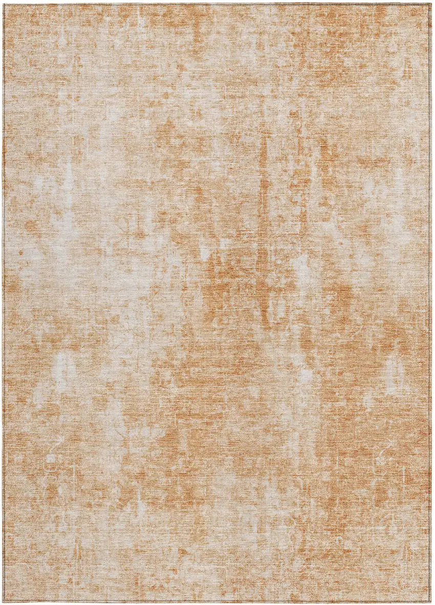 Terra Cotta Copper And Ivory Abstract Washable Indoor Outdoor Area Rug Photo 7