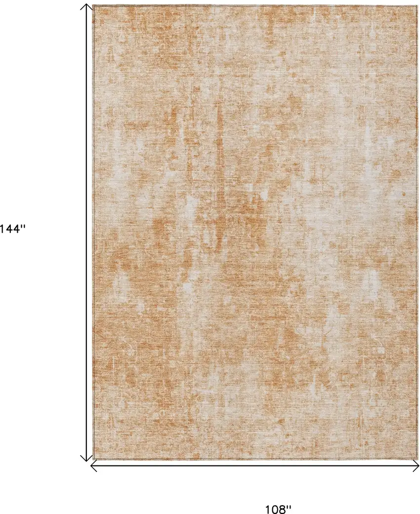Terra Cotta Copper And Ivory Abstract Washable Indoor Outdoor Area Rug Photo 3