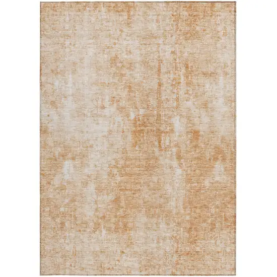 Terra Cotta Copper And Ivory Abstract Washable Indoor Outdoor Area Rug Photo 5