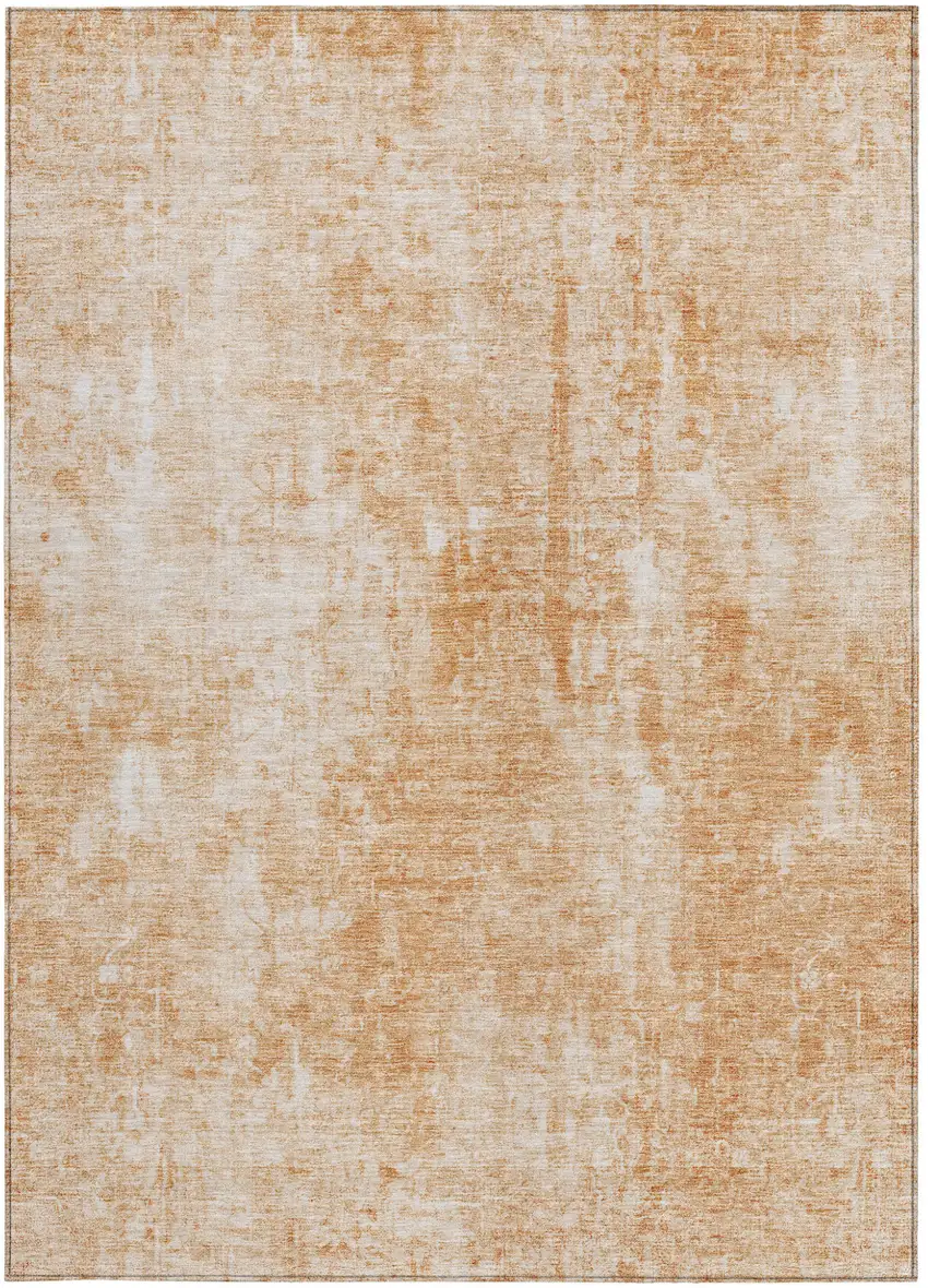 Terra Cotta Copper And Ivory Abstract Washable Indoor Outdoor Area Rug Photo 5