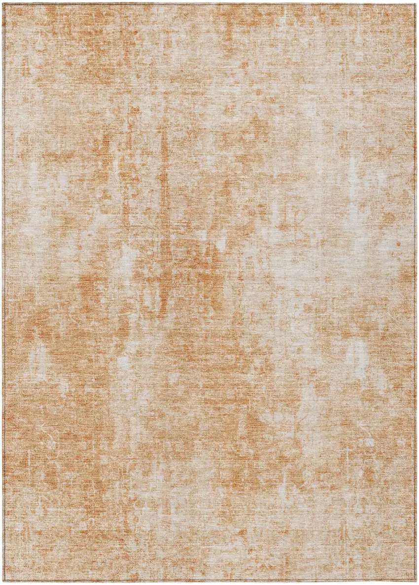 Terra Cotta Copper And Ivory Abstract Washable Indoor Outdoor Area Rug Photo 2