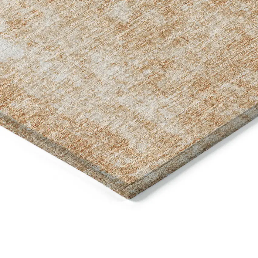 Terra Cotta Copper And Ivory Abstract Washable Indoor Outdoor Area Rug Photo 4