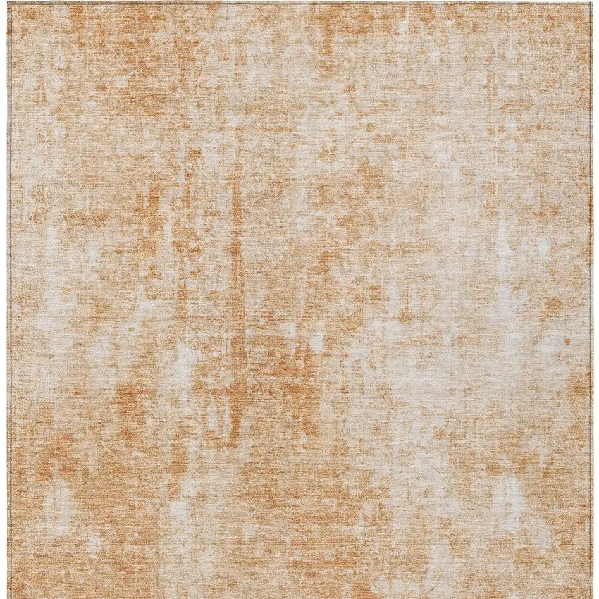 Terra Cotta Copper And Ivory Abstract Washable Indoor Outdoor Area Rug Photo 6