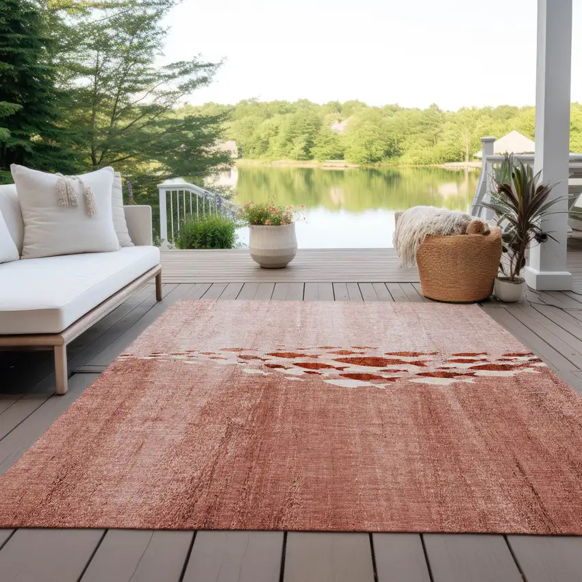 Terra Cotta Copper And Ivory Nautical Washable Indoor Outdoor Area Rug Photo 6