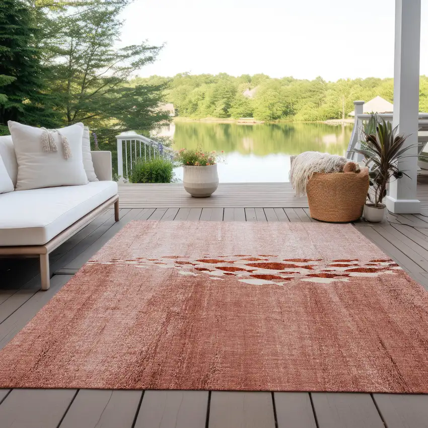 Terra Cotta Copper And Ivory Nautical Washable Indoor Outdoor Area Rug Photo 6