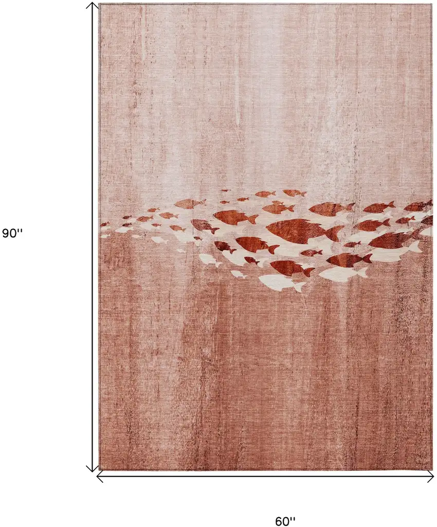 Terra Cotta Copper And Ivory Nautical Washable Indoor Outdoor Area Rug Photo 9