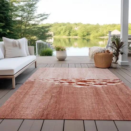 Terra Cotta Copper And Ivory Nautical Washable Indoor Outdoor Area Rug Photo 8