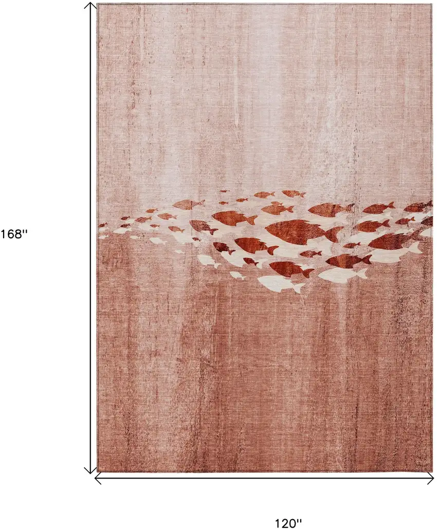 Terra Cotta Copper And Ivory Nautical Washable Indoor Outdoor Area Rug Photo 9