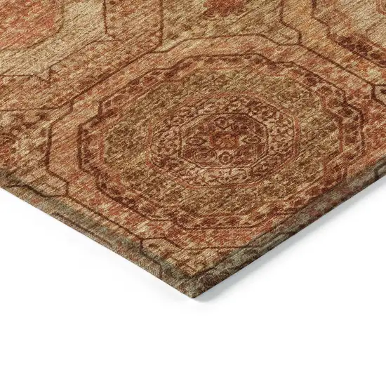 Terra Cotta Copper And Peach Geometric Washable Indoor Outdoor Area Rug Photo 6