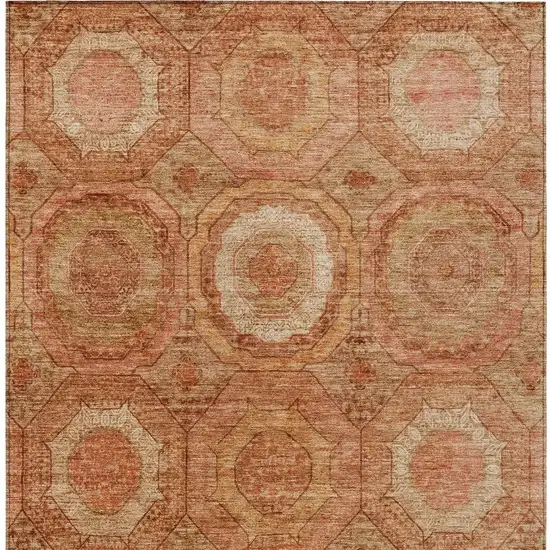 Terra Cotta Copper And Peach Geometric Washable Indoor Outdoor Area Rug Photo 7