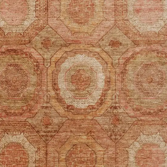 Terra Cotta Copper And Peach Geometric Washable Indoor Outdoor Area Rug Photo 7