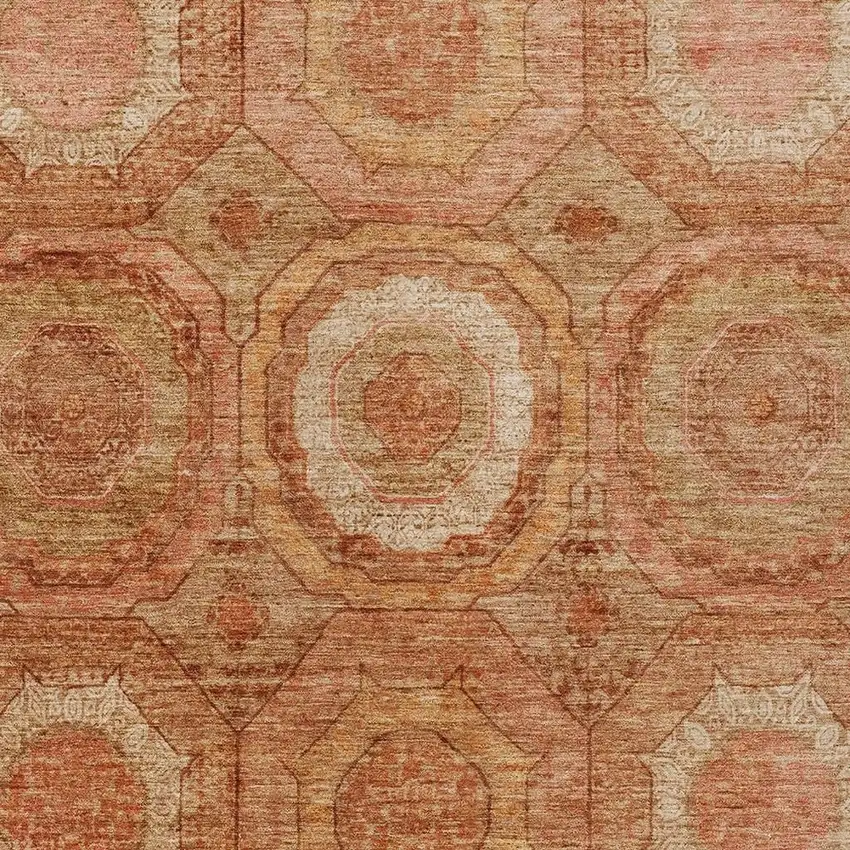 Terra Cotta Copper And Peach Geometric Washable Indoor Outdoor Area Rug Photo 7