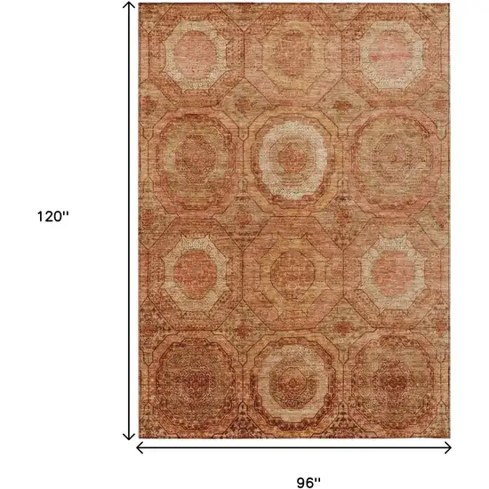 Terra Cotta Copper And Peach Geometric Washable Indoor Outdoor Area Rug Photo 9