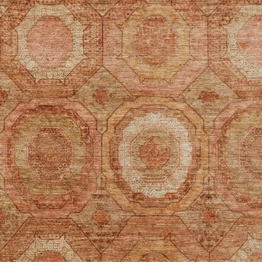 Terra Cotta Copper And Peach Geometric Washable Indoor Outdoor Area Rug Photo 4