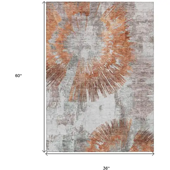 Terra Cotta Copper And Taupe Abstract Washable Indoor Outdoor Area Rug Photo 8
