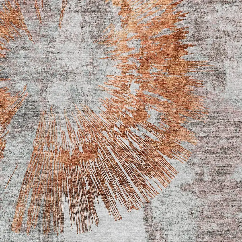Terra Cotta Copper And Taupe Abstract Washable Indoor Outdoor Area Rug Photo 6