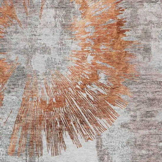 Terra Cotta Copper And Taupe Abstract Washable Indoor Outdoor Area Rug Photo 6