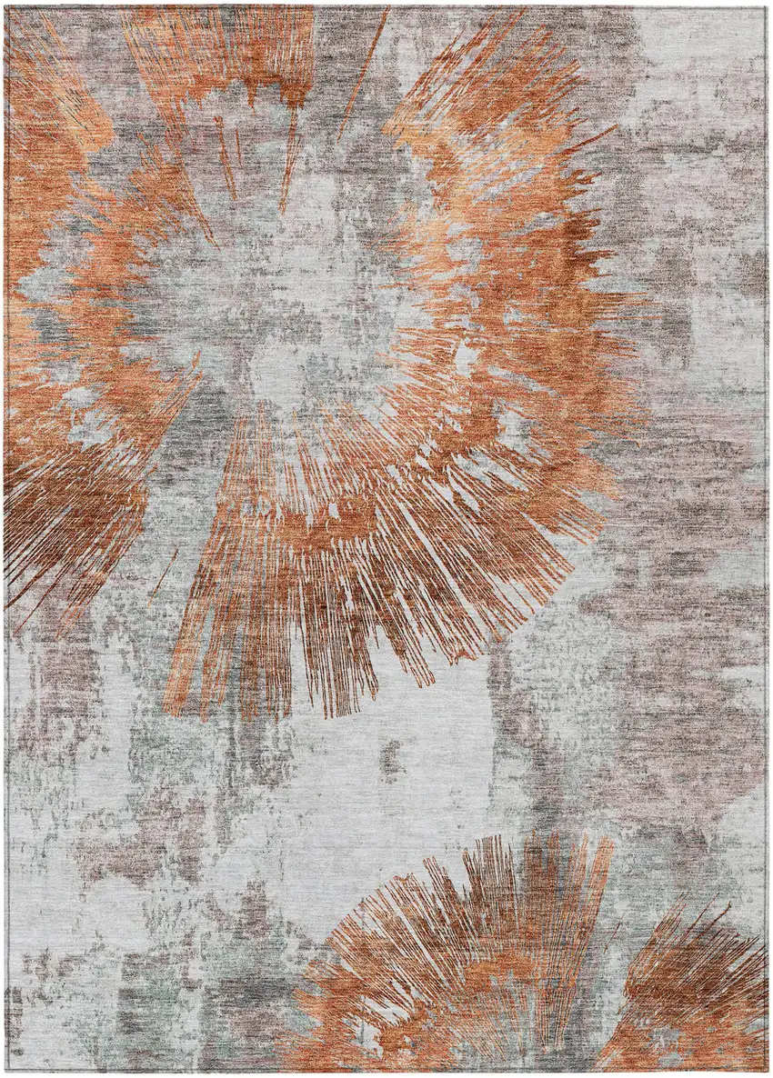 Terra Cotta Copper And Taupe Abstract Washable Indoor Outdoor Area Rug Photo 2