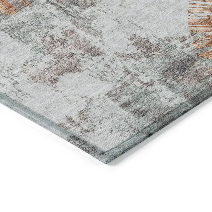 Terra Cotta Copper And Taupe Abstract Washable Indoor Outdoor Area Rug Photo 5