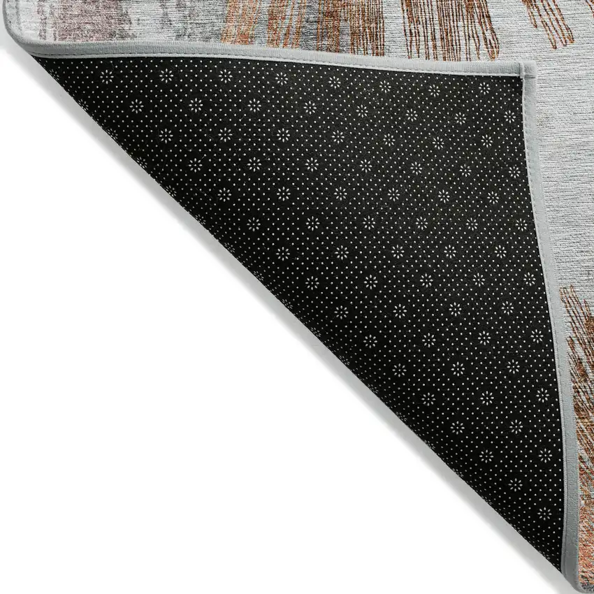Terra Cotta Copper And Taupe Abstract Washable Indoor Outdoor Area Rug Photo 4