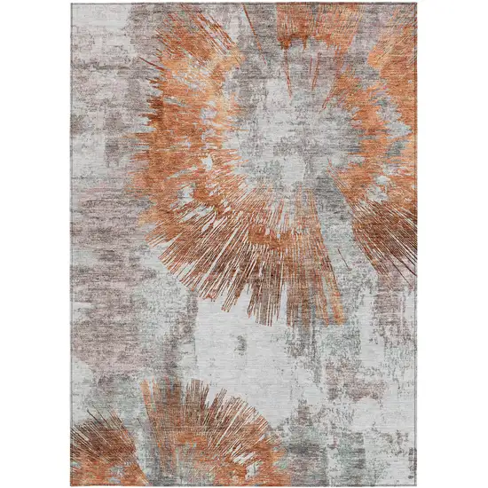 Terra Cotta Copper And Taupe Abstract Washable Indoor Outdoor Area Rug Photo 8
