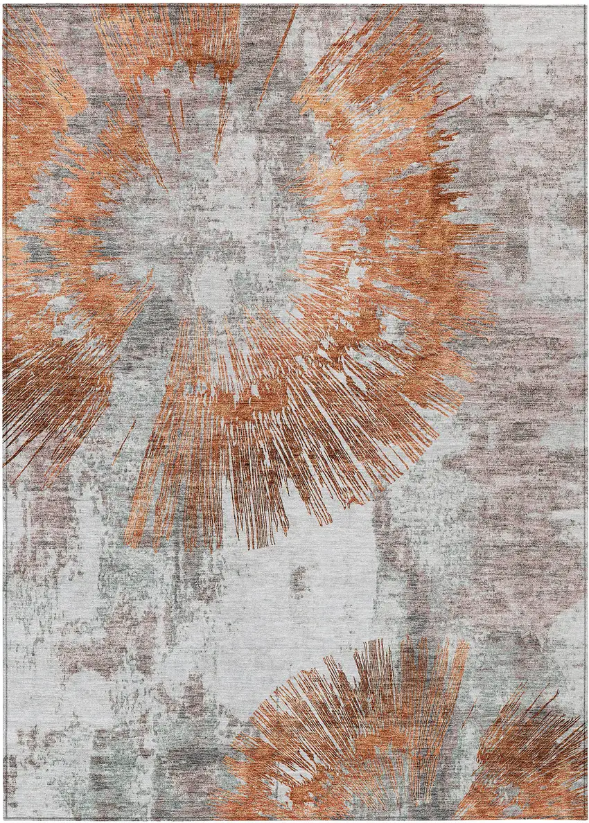 Terra Cotta Copper And Taupe Abstract Washable Indoor Outdoor Area Rug Photo 2