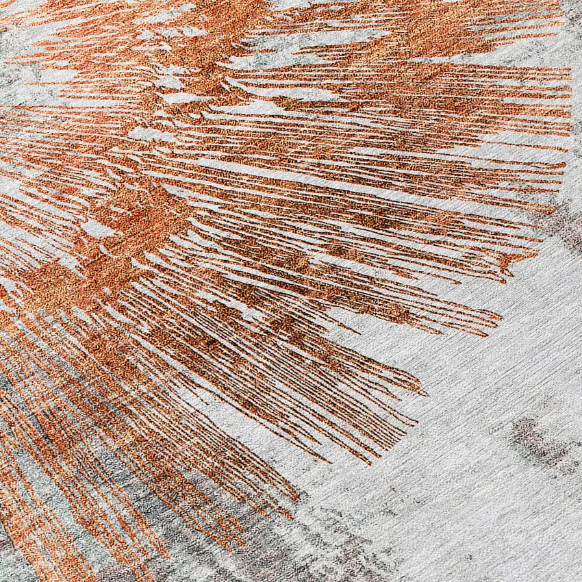 Terra Cotta Copper And Taupe Abstract Washable Indoor Outdoor Area Rug Photo 6