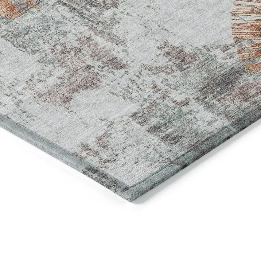 Terra Cotta Copper And Taupe Abstract Washable Indoor Outdoor Area Rug Photo 5