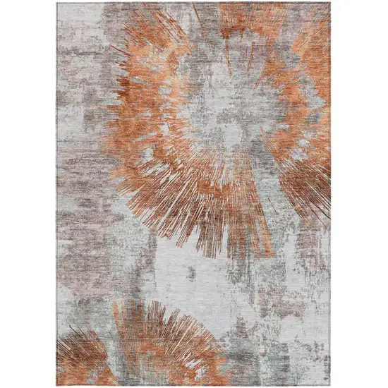 Terra Cotta Copper And Taupe Abstract Washable Indoor Outdoor Area Rug Photo 7