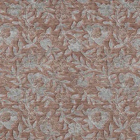 Terra Cotta Copper And Taupe Floral Washable Indoor Outdoor Area Rug Photo 7