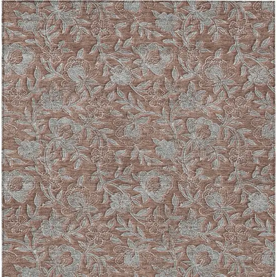 Terra Cotta Copper And Taupe Floral Washable Indoor Outdoor Area Rug Photo 8