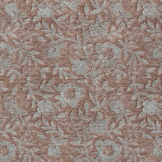 Terra Cotta Copper And Taupe Floral Washable Indoor Outdoor Area Rug Photo 7