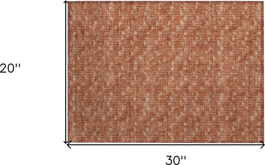 Terra Cotta Geometric Washable Non Skid Indoor Outdoor Area Rug Photo 3