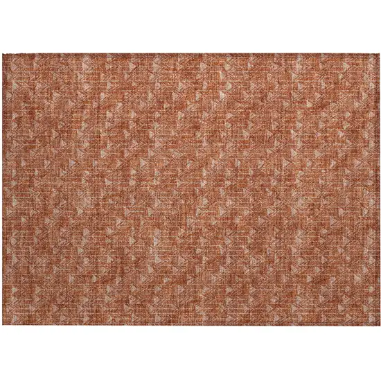 Terra Cotta Geometric Washable Non Skid Indoor Outdoor Area Rug Photo 2