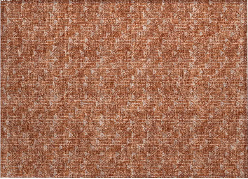 Terra Cotta Geometric Washable Non Skid Indoor Outdoor Area Rug Photo 2