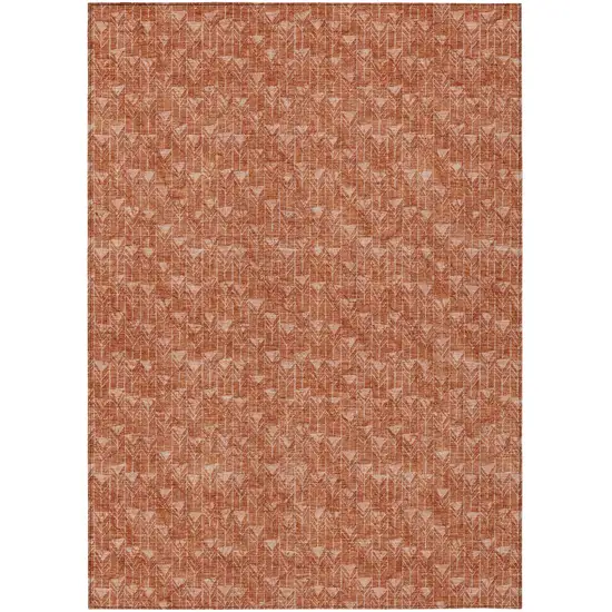 Terra Cotta Geometric Washable Non Skid Indoor Outdoor Area Rug Photo 2